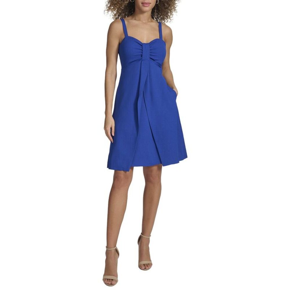 Kensie Womens  Textured Woven Mini Dress, Blue